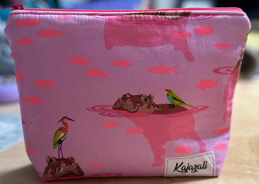 Pink Hippo Modern Zip Pouch