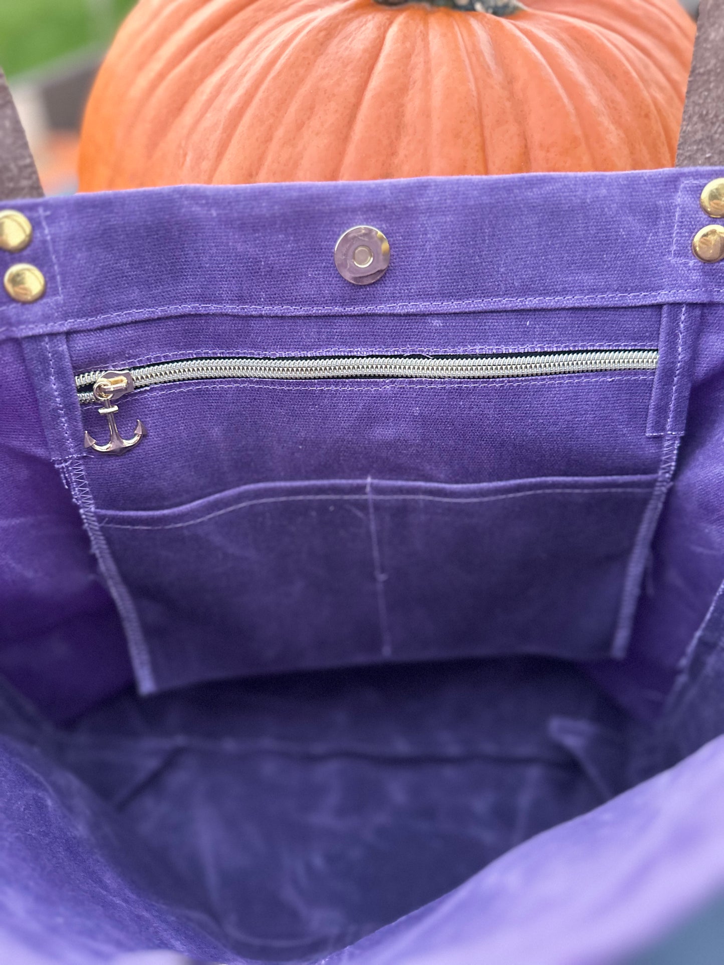 Purple Waxed Canvas Tote