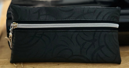 Black Swirly Front Zip Pouch