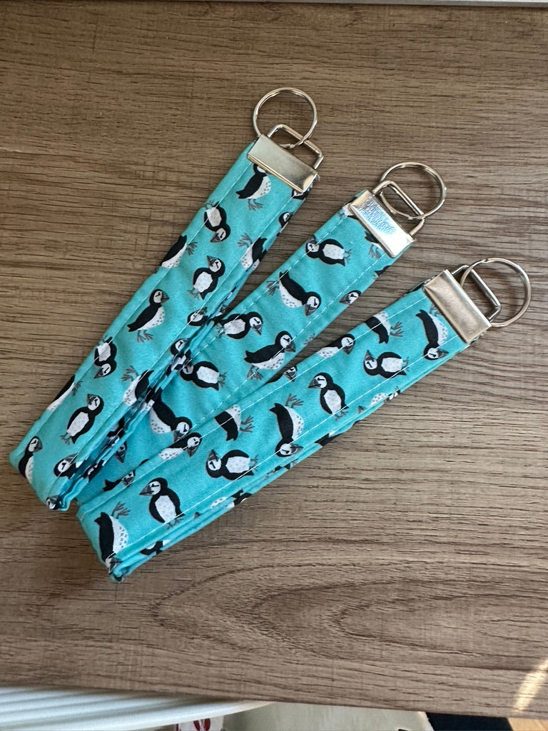 Aqua Puffins Key Fob