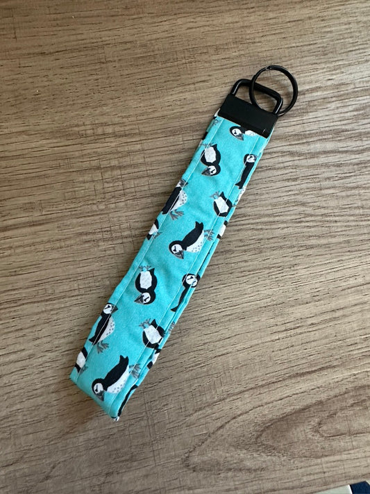 Aqua Puffins Key Fob